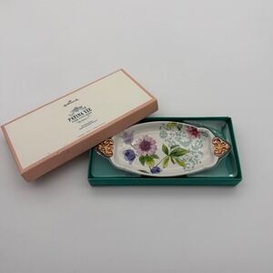Hallmark Patina Vie Floral Ceramic Trinket Tray Rose Gold Handles Sarah Willett